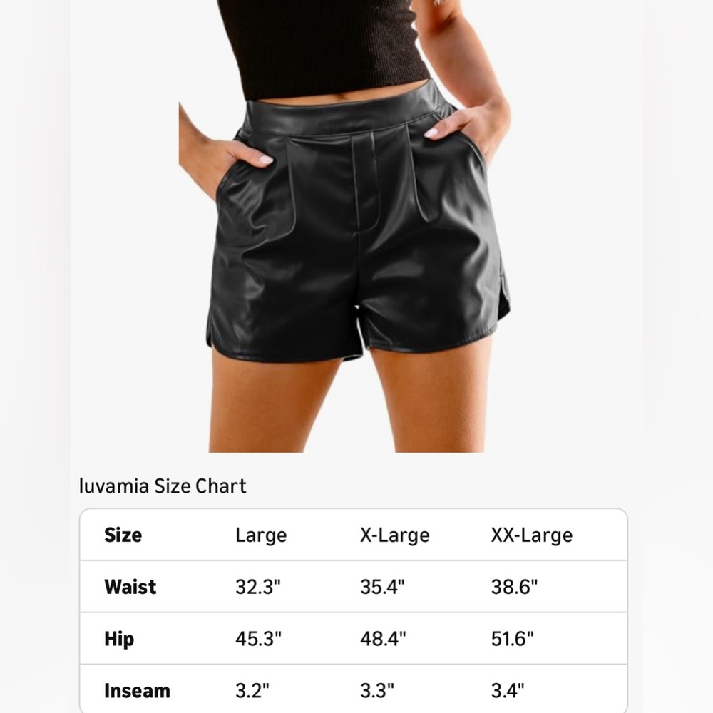 Luvamia Faux Black Leather Shorts XL New